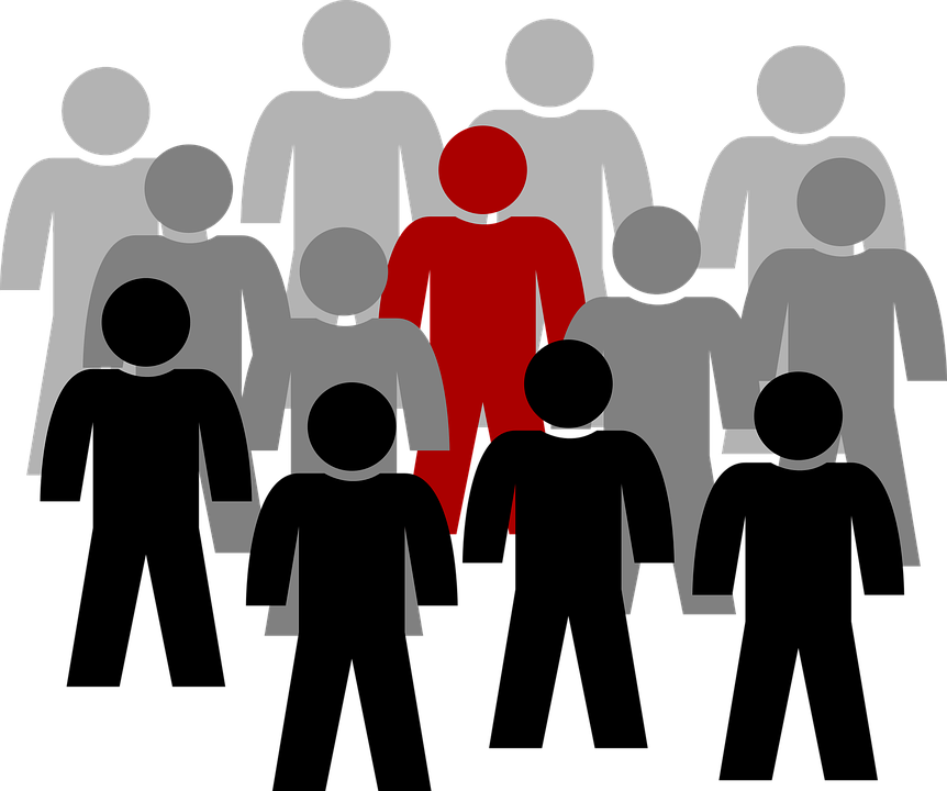 one person standing out in the crowd